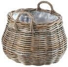 Kobolo Pflanzk&uuml;bel Pflanzkorb Rattan - rund - mit Folie ausgeschlagen (1...