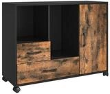 relaxdays Rollcontainer 2 Schubladen & 4 F&auml;ch, Industrial-Schwarz