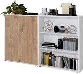 BMG M&ouml;bel Aktenschrank Office Edtion (Set 1 niedrig Wei&szlig;/ Gold Harbor Oak,