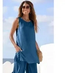 LASCANA Longtop aus schimmernder Ware mit Plisseefalten