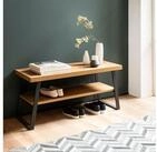 FINEBUY Schuhbank FB103439 100 cm Garderobenbank Eiche Fischgr&auml;t Dekor Flur