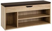 COSTWAY Schuhbank, 3 F&auml;cher, mit Klappdeckel, Sitzkissen, 104 x 30 x 48 cm