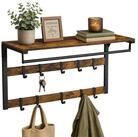relaxdays Wandgarderobe 3 in 1, Vintagebraun-Schwarz, 80 cm
