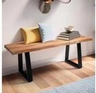 FINEBUY Sitzbank FB100793 Garderobenbank Akazie Massivholz 120 cm Baumkante...