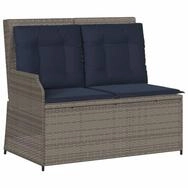 vidaXL Loungesofa Gartenbank mit Liegefunktion und Kissen Grau Polyrattan, 1...