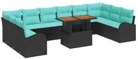 vidaXL Gartenlounge-Set Garten-Sofa-Set mit Speicher 11 pcs Schwarz Poly Rattan,