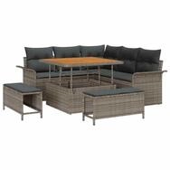 vidaXL Gartenlounge-Set Gartensofa-set mit Kissen 8 pcs Grau Poly-Rattan,...
