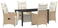 vidaXL Gartenlounge-Set Garten Essgruppe mit Kissen 5 pcs Beige Poly-Rattan,...