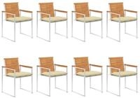 vidaXL Gartenstuhl Gartenst&uuml;hle 8 Stk. mit Kissen Massivholz (8 St)
