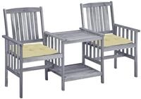 vidaXL Gartenlounge-Set Gartenst&uuml;hle mit Teetisch und Kissen Massivholz,...