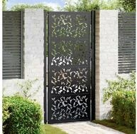 vidaXL Gartentor, Gartentor Schwarz 105x205 cm Stahl Blatt-Design
