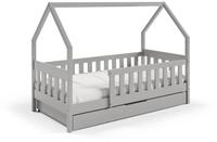 Masseno Einzelbett BELLA 80x190 cm mit Schublade Kinderbett Massivholz Grau