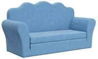 vidaXL Kindersofa, Kinder Schlafsofa 2-Sitzer Blau Weicher Pl&uuml;sch