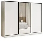 Masseno Schwebet&uuml;renschrank TARI 250 cm Kleiderschrank mit Spiegel 3 T&uuml;ren...