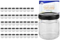 MamboCat Einmachglas 50er Set Mini Sturzgl&auml;ser 53 ml To 43 schwarzer Deckel +