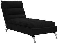 vidaXL Chaiselongue Massage-Chaiselongue mit Kissen Schwarz Stoff, 1 Teile