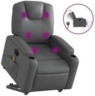 vidaXL Massagesessel, Relaxsessel mit Aufstehhilfe Elektrisch Grau Kunstleder