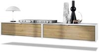 Vladon Lowboard Lana 1000 (2er-Set Tv-Kommode, mit Klappe), Wei&szlig; matt/Eiche...