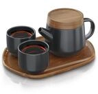 Arendo Teeservice Keramik Teekannen Set 0,6 L, modernes japanisches Design mit