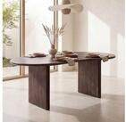 FINEBUY Esstisch FB66342 180cm Massivholz Braun Esszimmertisch Nierenform...