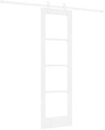 vidaXL Haust&uuml;r Schiebet&uuml;r Wei&szlig; 61 x 198,5 cm Massivholz Kiefer und Glas...