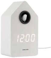 Karlsson Wecker Kuckucksuhr Wecker Alarm Clock Cuckoo LED Wei&szlig; Holz Veneer
