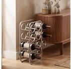 FINEBUY Weinregal FB117890 Flaschenregal Metall 47cm Silber Flaschenhalter...