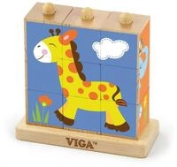 WrapUp Toys Spiel Viga 50834 9-teiliges Stapelw&uuml;rfel-Puzzle - Wildtiere