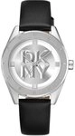 DKNY Quarzuhr DKNY Chambers midi black leather strap DK1L016L0015