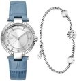 DKNY Quarzuhr DKNY Essentials watch setsilver with blue leather strap...
