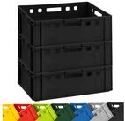 BURI Transportbeh&auml;lter 3x Fleischkiste Eurofleischerkiste E2 Schwarz 60x40x20cm