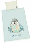 Herding Babybettw&auml;sche 100x135cm Pinguin I love my planet, Renforc&eacute;, 2 teilig,