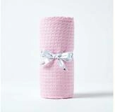Plaid 100% Bio-Baumwolle Waffel Babydecke rosa, 90 x 110 cm, Homescapes