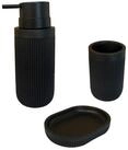 relaxdays Badaccessoire-Set Bad Accessoires 3-teilig, 3 tlg., schwarz