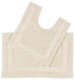 Homescapes Badematte 2-tlg. Badgarnitur creme aus 100% Baumwolle, H&ouml;he 30 mm,...