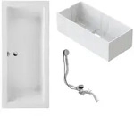 Schulte Badewanne Balos, 190x90 cm Sanit&auml;racryl Wei&szlig; Komplett-Set mit...