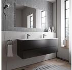 Bernstein Waschbeckenunterschrank AVA Schwarz matt 140cm Waschbecken Wei&szlig; matt mit