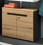 Inn.Furn Waschbeckenunterschrank Cooper (Badschrank in Eiche Artisan mit Basalt...