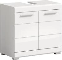 xonox.home Waschbeckenunterschrank Wei&szlig; Hochglanz Siphonausschnitt Melamin...