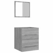 vidaXL Badezimmer-Set Badschrank mit Spiegel Grau Sonoma 41x38,5x48 cm, (1-St)