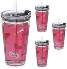 relaxdays Kinderbecher 4er Set Kindergl&auml;ser mit Weltraum-Motiv, Glas