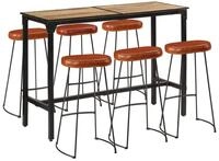 vidaXL Essgruppe 7-tlg. Bar-Set Raues holz und Metall, (7-tlg)