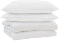 vidaXL Bett Bettdecke mit Kissen 3 pcs Wei&szlig; Mikrofaser (3-tlg)