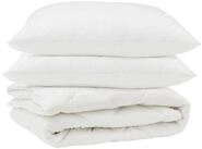 vidaXL Bett Bettdecke mit Kissen 3 pcs Wei&szlig; Mikrofaser (3-tlg)