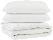 vidaXL Bett Bettdecke mit Kissen 3 pcs Wei&szlig; Mikrofaser (3-tlg)