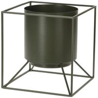 Spetebo Blumentopf Blumentopf im Halter 19x18x18 cm - oliv (Packung, 1 St.,