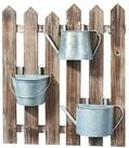 Kobolo Blumentopf Blumenkasten aus Holz - 3 Metallbeh&auml;lter mit Haken, aus Holz
