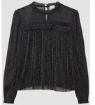 s.Oliver Langarmbluse Bluse Festliches Shirt aus Glitzermesh mit R&uuml;schen