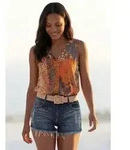 Buffalo Strandtop mit Animalprint, sommerliches Blusentop mit V-Ausschnitt bunt...