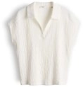 OPUS Kurzarmshirt Santolini aus Webware mit Crinkle Effekt leichte Transparenz,
